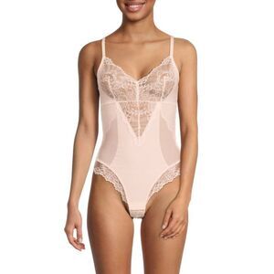Pinsy Bodysuit Women's Sz XL Pink Smoothing Lace Shapesuit Shaping NWT Shapewear
